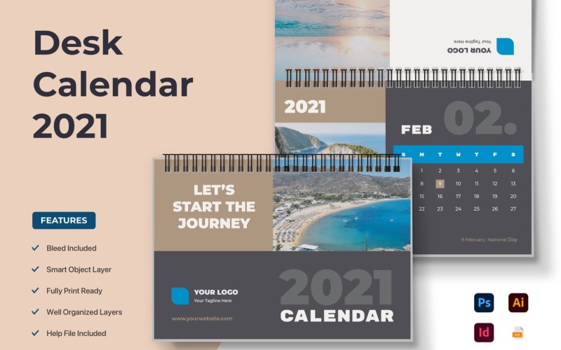 Download Planner "Desk Calendar 2021 Planner" / Desk Calendar 2021 Planner - Planner на тему графика calendar,2021,psd,ai,eps,planner,template