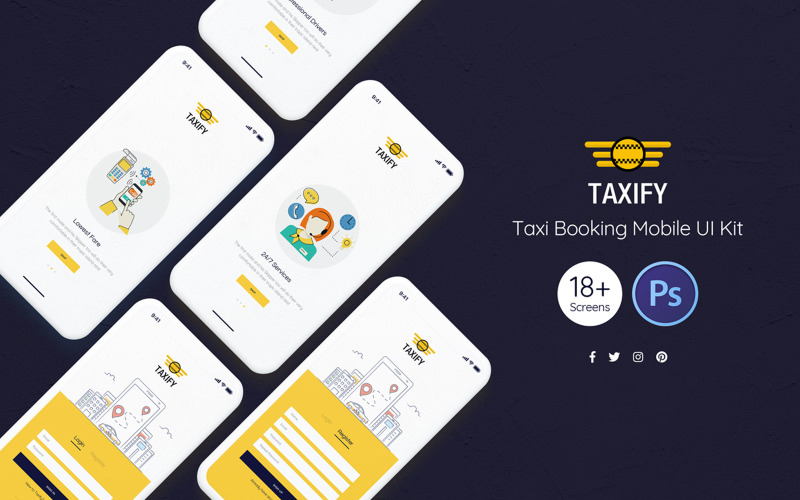 Elemente der Benutzeroberfläche der Taxi-Buchungs-App