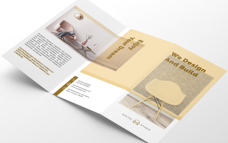 Download Фирменный стиль "Interior Trifold Brochure Creative - Corporate Identity Template" / Interior Trifold Brochure Creative - Corporate Identity Template - Фирменный стиль на тему графика brochure,interior,product,furniture,modern,decor,creative,minimal,art,design