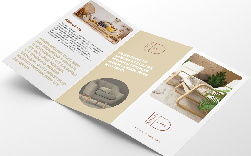 Download Фирменный стиль "Interior Trifold Brochure Creative - Corporate Identity Template" / Interior Trifold Brochure Creative - Corporate Identity Template - Фирменный стиль на тему графика decoration,brochure,interior,product,furniture,modern,creative,minimal,art,design