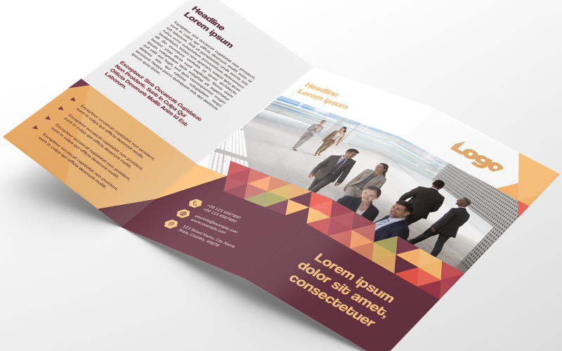 Download Фирменный стиль "Trifold Brochure Layout with Geometric Pattern Elements" / Trifold Brochure Layout with Geometric Pattern Elements - Фирменный стиль на тему графика brochure,colorful,modern,pattern,simple,stylish,corporate,business,beige,creative