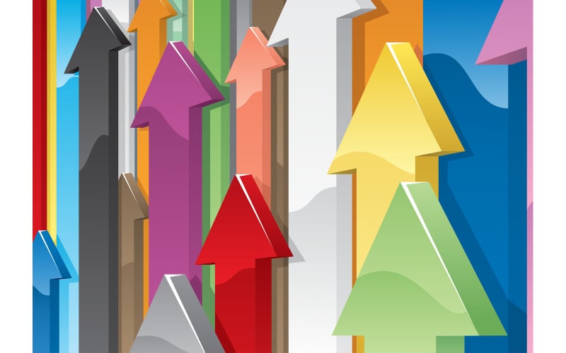 Download Иллюстрация "Arrows - Illustration" / Arrows - Illustration - Иллюстрация на тему графика background,abstract,arrow sign,up,direction,rising,3d,colorful,design,moving up,symbol,shiny,wallpaper,rating,business,concepts,stream