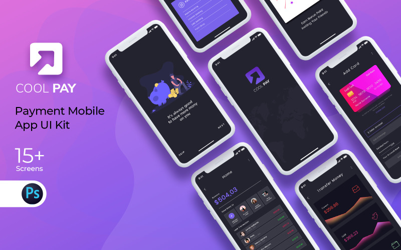 Cool Pay Payment mobilalkalmazás felhasználói felület elemei