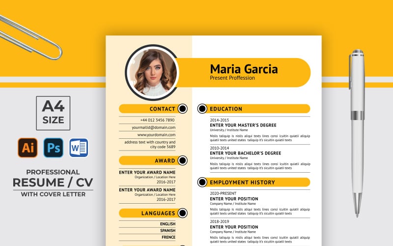 Modèle de CV créatif Maria Garcia
