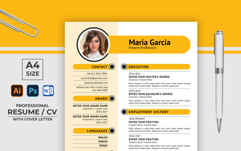 Plantilla de currículum vitae creativo de María García
