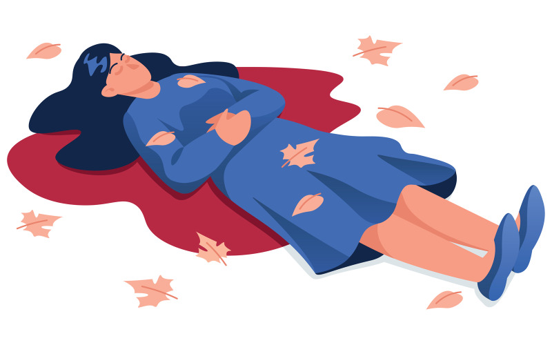 Scena del crimine di donna morta - illustrazione