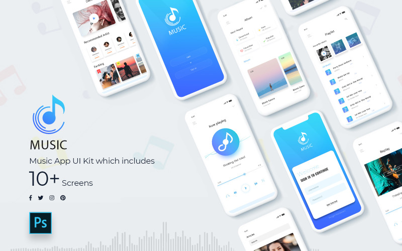 UI-kit voor mobiele muziekapp