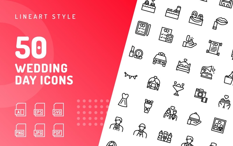 Download Набор иконок "Wedding Day Line Icon Set" / Wedding Day Line Icon Set - Набор иконок на тему culture icon,icon set,design,vector,vector set