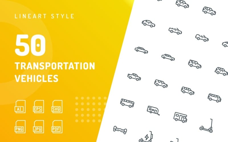Zestaw ikon linii pojazdów transportowych