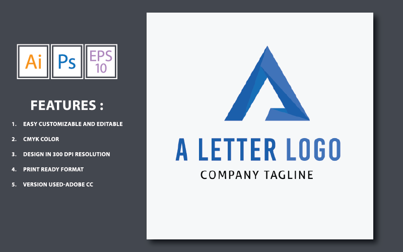 Download Шаблон логотипа "A Letter Design Logo Template" / A Letter Design Logo Template - Шаблон логотипа на тему графика creative,business,vector,company,logo,design,icon,symbol,template,corporate,abstract,graphic,modern,logotype,alphabet,art,concept,branding,clean,brand