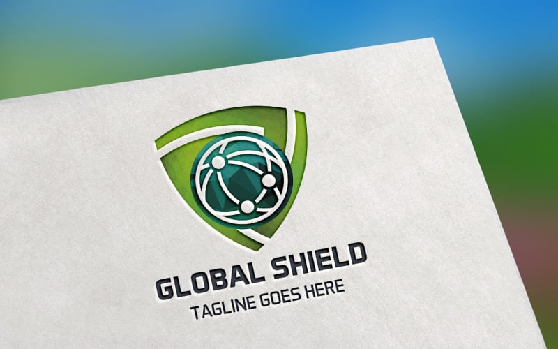 Download Шаблон логотипа "Global Shield Logo Template" / Global Shield Logo Template - Шаблон логотипа на тему графика business crest,connect,connection,economy,finance,financial,global,globe,host,hosting,internet,market,marketing,media,online,pay,payment,protect,protection,safe