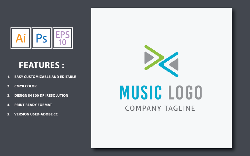 Modelo de logotipo de design de música
