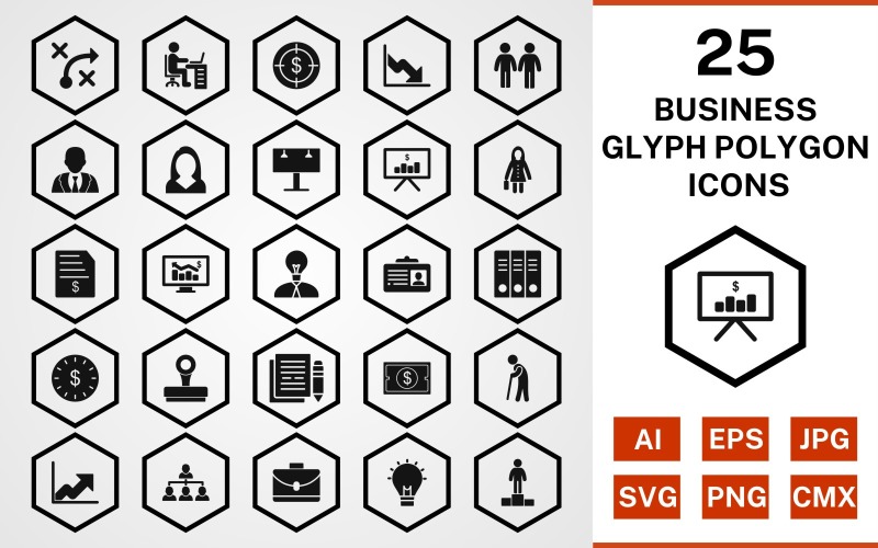 Download Набор иконок "25 Business Glyph Polygon Icon Set" / 25 Business Glyph Polygon Icon Set - Набор иконок на тему business set,file,icon,icons,glyph,vector,sign,symbol,pictogram,polygon,business,workspace,invoice,billboard,files,growth,idea,success,stamp