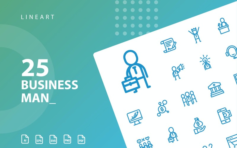 Download Набор иконок "Businessman Lineart Icon Set" / Businessman Lineart Icon Set - Набор иконок на тему business icon,icon set,design,vector,vector set