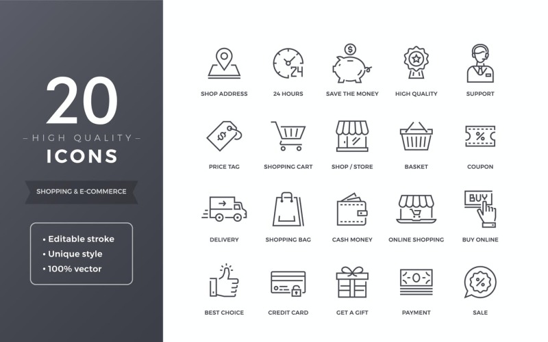 Download Набор иконок "E-commerce Icon Set" / E-commerce Icon Set - Набор иконок на тему финансы icons,icon set,commerce,internet