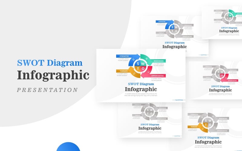 Kruhová šipka pro obchodní SWOT Infographic prezentace PowerPoint šablony
