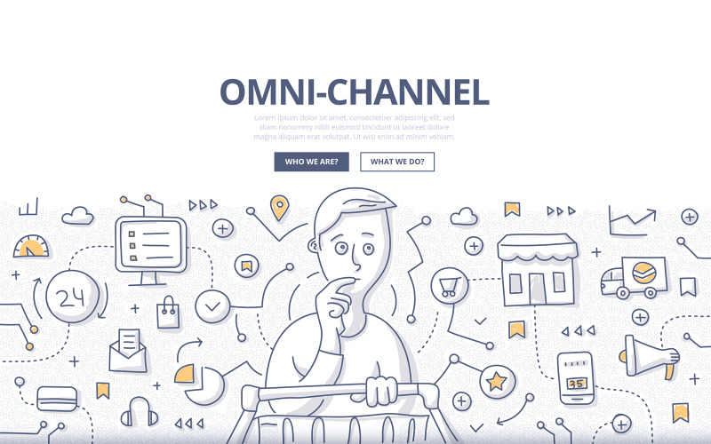 Omni-Channel Doodle Concept - Vector Image