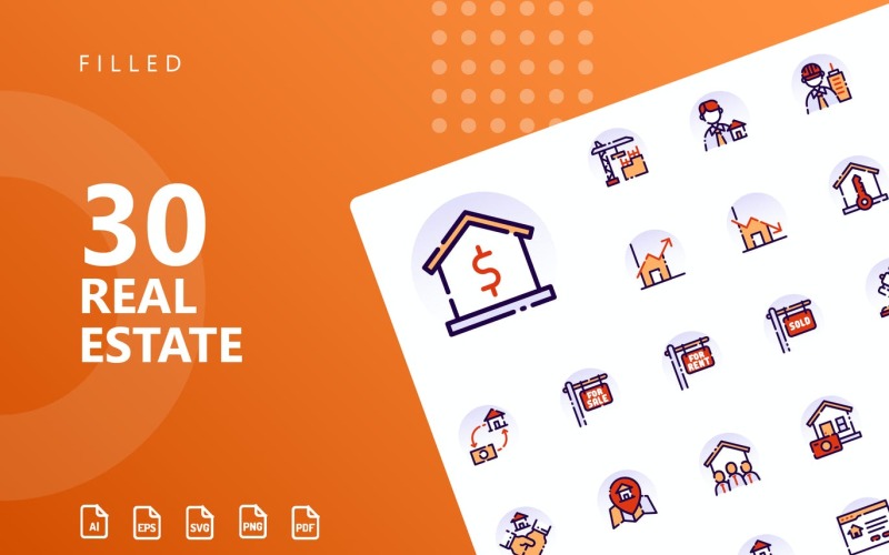 Download Набор иконок "Real Estate Filled Icon Set" / Real Estate Filled Icon Set - Набор иконок на тему city icon,icon set,design,vector,vector set