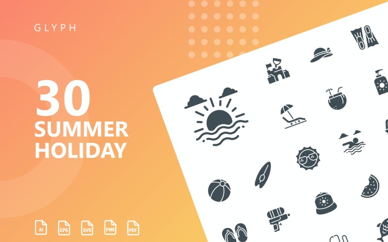 Summer Holiday Glyph Icon Set