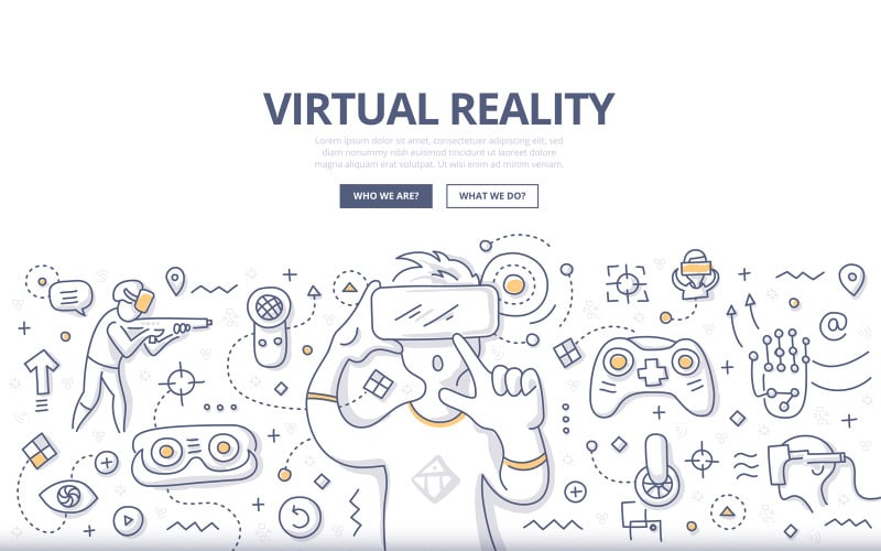 Virtual Reality Doodle Concept - Vector Image