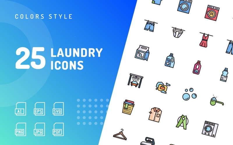 Wasserij kleur Icon Set
