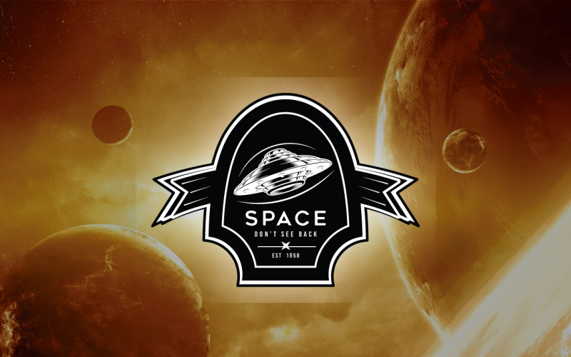 Download Шаблон логотипа "Space Vintage Logo Template" / Space Vintage Logo Template - Шаблон логотипа на тему графика space,vintage,logo,retro,icon,flyover,scientist,star,owalshape,text,font,graphics,design,illustration,cmyk,est1958,speed,fast,fly,sapceship