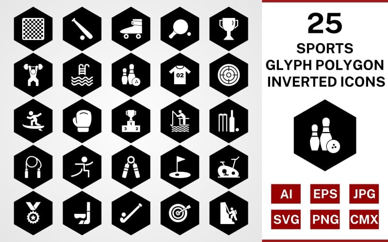 Download Набор иконок "25 Sports And Games Glyph Polygon Inverted Icon Set" / 25 Sports And Games Glyph Polygon Inverted Icon Set - Набор иконок на тему sports set,file,icon,icons,glyph,vector,sign,symbol,pictogram,polygon,inverted,sports,games,chess,goal,yoga,bowling,boxing,bullseye,hockey