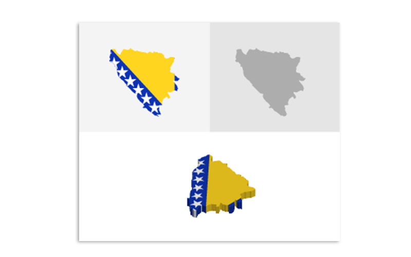 Carte de Bosnie-Herzégovine 3D et plate - Image vectorielle