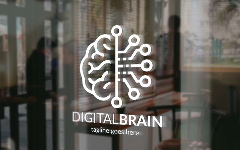 Цифровий мозок логотип шаблон
