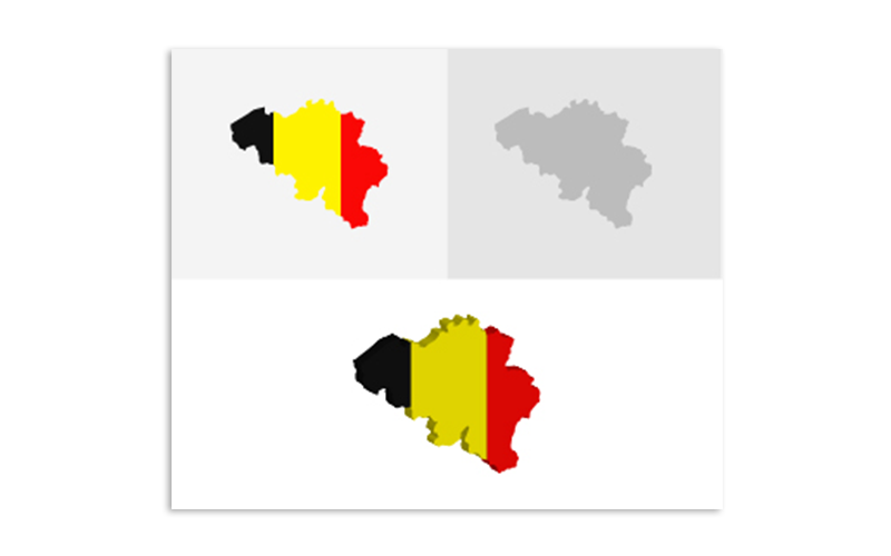 3D a plochá mapa Belgie - vektorový obrázek