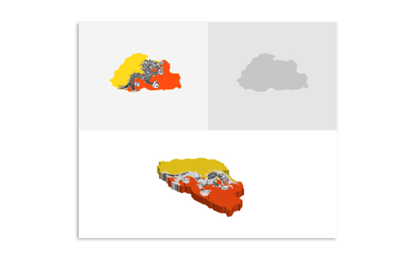 3D and Flat Bhutan Map - Vector Image