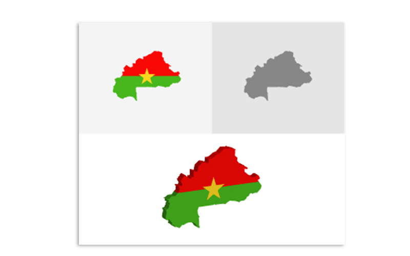 3D och platt Burkina Faso-karta - vektorbild