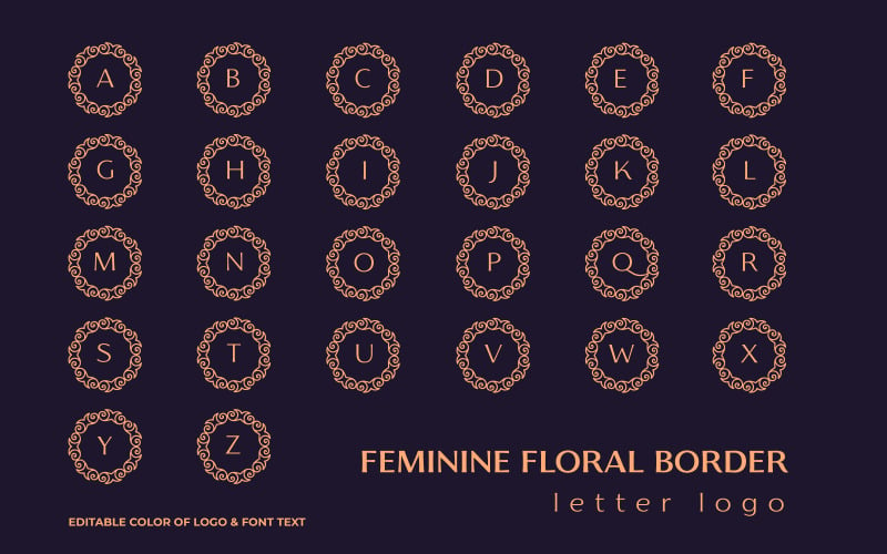 Feminine Floral Border Letter Logo Template