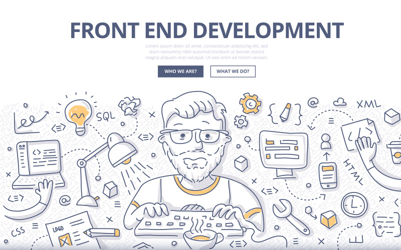 Download Vector "Front End Development Doodle Concept - Vector Image" / Front End Development Doodle Concept - Vector Image - Vector на тему графика web,vector,technology,software,digital,computer,application,developer,code,data,production,programmer,development,doodle,coding,concept,internet,user interface,programming,front-end