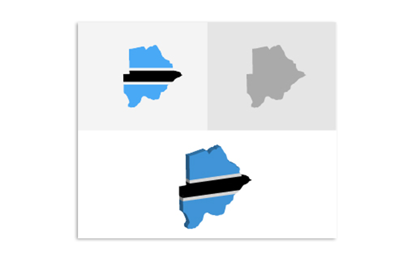 Mapa 3D e plano de Botswana - imagem vetorial