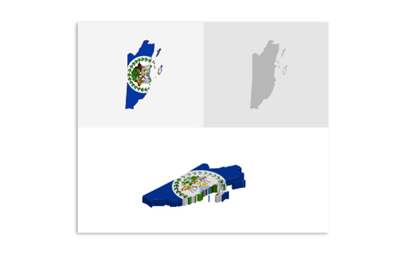 Mappa del Belize 3D e piatta - immagine vettoriale