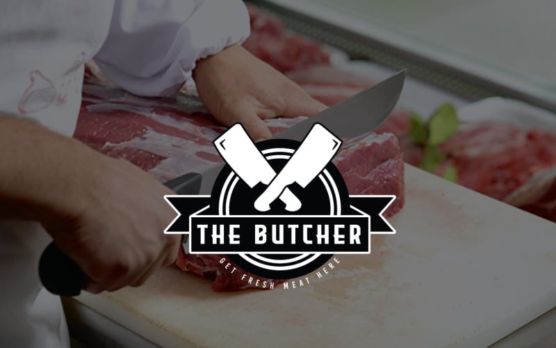 Download Шаблон логотипа "The Butcher Vintage Logo Template" / The Butcher Vintage Logo Template - Шаблон логотипа на тему графика butcher,meat,food,beef,bbq,butchershop,grill,butcherlife,butcherknife,vintage,logo,template,vector,illustration,icon