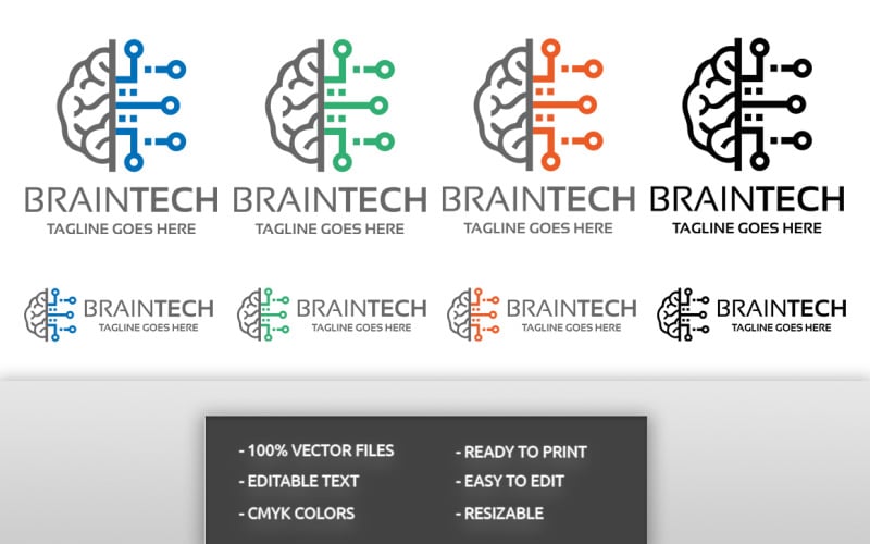 Download Шаблон логотипа "Brain Tech Logo Template" / Brain Tech Logo Template - Шаблон логотипа на тему графика blue,brain,brand,code,colorful,creation,creative,digital,firm,human,human brain,idea,identity,innovation,market,modern clean,polygon,programs,smart,software