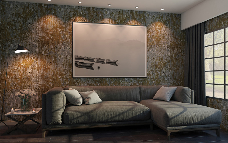 Download Мокап для продукта "Elegant House Poster product mockup" / Elegant House Poster product mockup - Мокап для продукта на тему графика elegant,house,living,poster,mockup,painting,image,frame,indoor,light,bedroom,studio,chair,sofa,presentation,photography,design