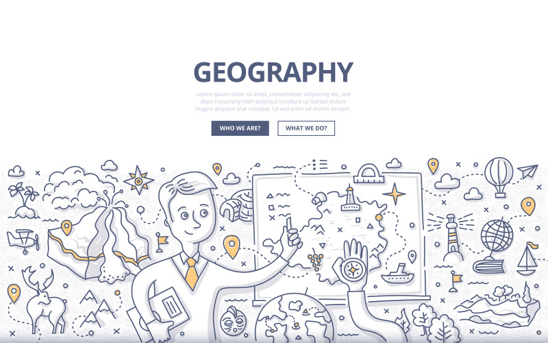 Download Vector "Geography Doodle Concept - Vector Image" / Geography Doodle Concept - Vector Image - Vector на тему графика vector,globe,map,earth,planet,learning,education,school,teacher,science,class,world,global,study,doodle,concept,volcano,geography,continent,geology