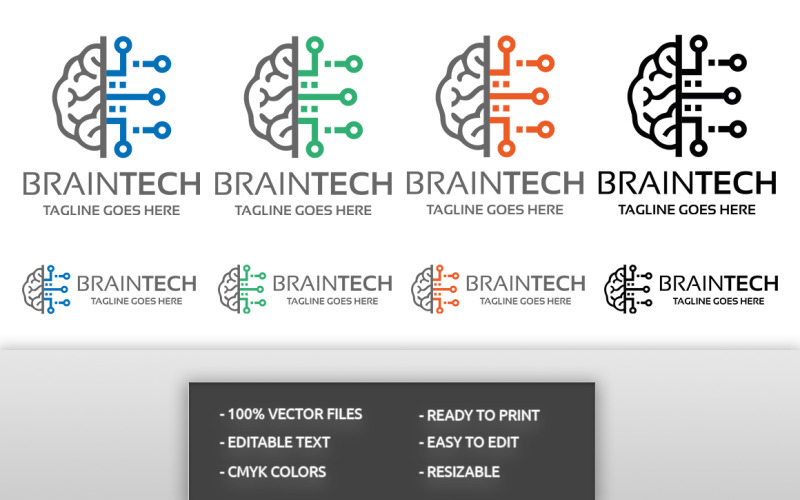 Modèle de logo Brain Tech