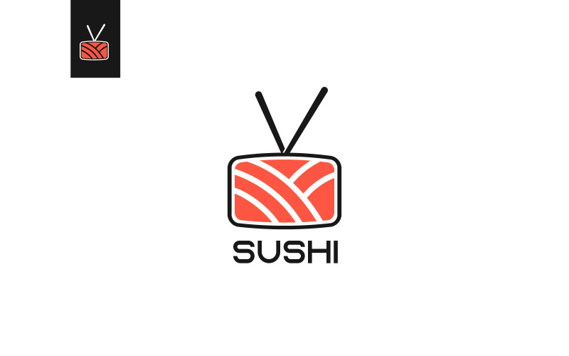 Modello di logo di sushi e bacchette