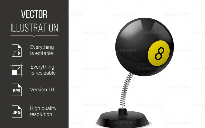 Download Vector "Billiards Souvenir - Vector Image" / Billiards Souvenir - Vector Image - Vector на тему графика souvenir,spring,table,ball,billiards,eight,black,play,realistic,accessory,professional,fitness,symbol,recreation,champion,championship,design,popular,jumping,leisure