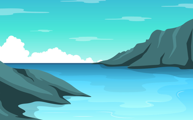 海全景海滩海岸湾海洋-光栅插图