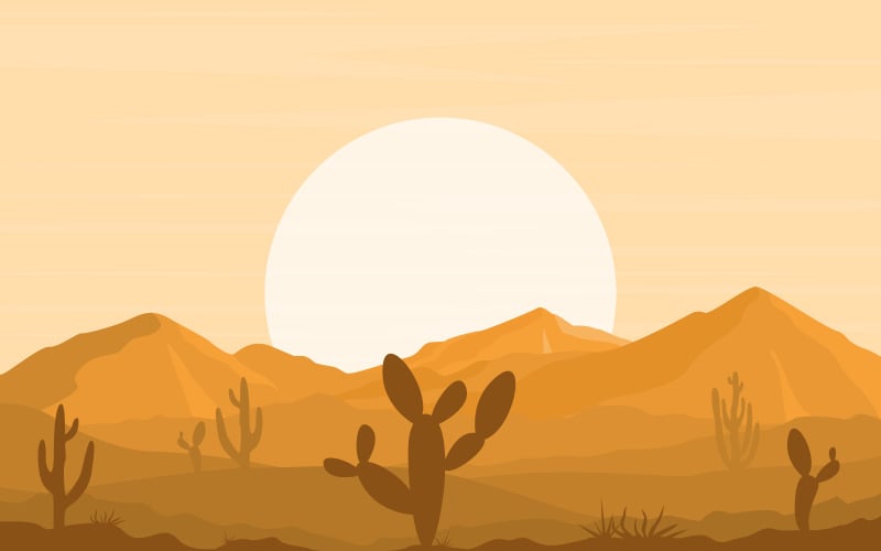 Download Иллюстрация "Vast Desert Rock Hill Mountain - Illustration" / Vast Desert Rock Hill Mountain - Illustration - Иллюстрация на тему графика day,desert,rock,hill,mountain,cactus,horizon,landscape,illustration,western,cowboy,vector,background,texas,mexican,arizona,american,west,wild,cartoon