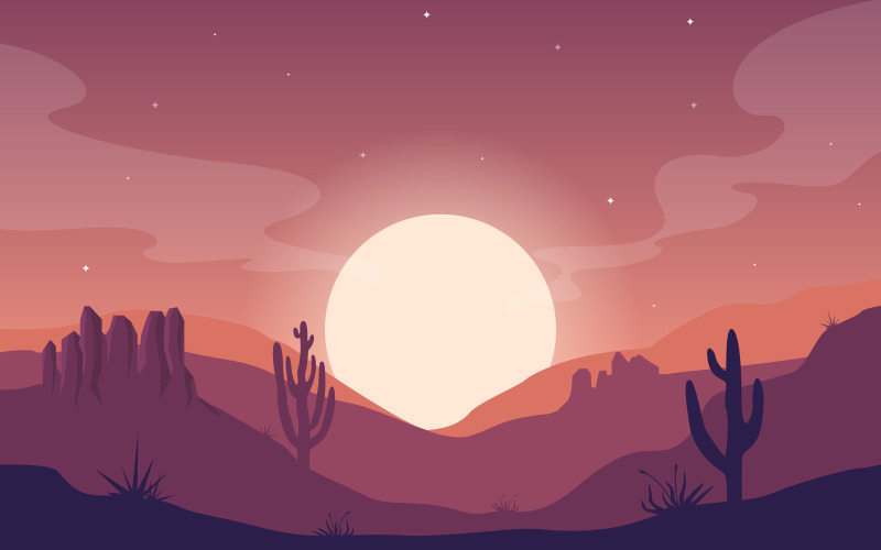 Download Иллюстрация "Vast Western American Desert with Cactus - Illustration" / Vast Western American Desert with Cactus - Illustration - Иллюстрация на тему графика day,desert,rock,hill,mountain,cactus,horizon,landscape,illustration,western,cowboy,vector,background,texas,mexican,arizona,american,west,wild,cartoon