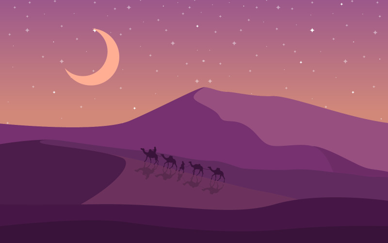 Vasto Desert Hill Montagna Arabian Horizon - Illustrazione