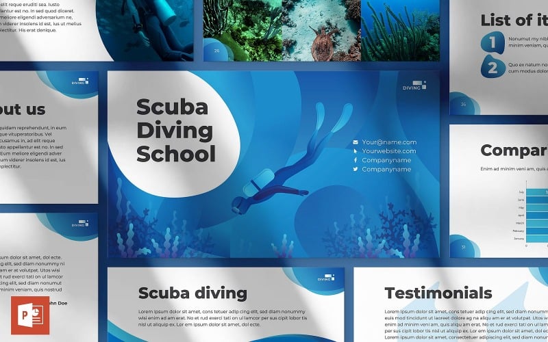 Diving School Presentation PowerPoint template