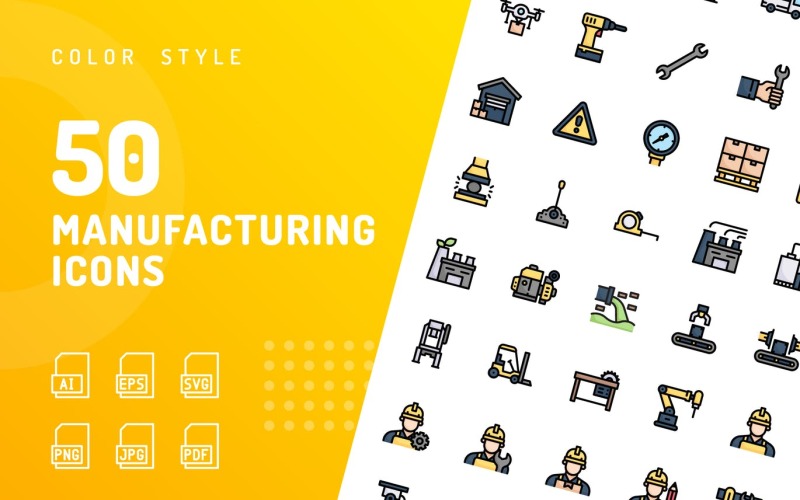 Download Набор иконок "Manufacturing Color Icon Set" / Manufacturing Color Icon Set - Набор иконок на тему графика icon,icon set,design,vector,vector set