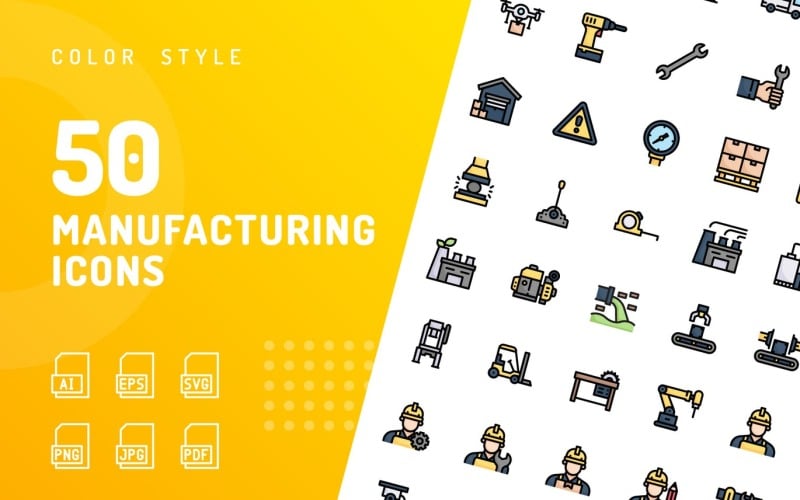 Manufacturing Color Icon Set